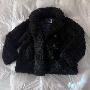 J. Crew Cozy Black Faux Fur/ Shag Sherpa Jacket